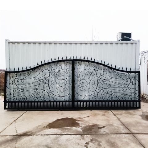 Custom Fancy 8ft Black Wrought Iron Iron Driveway Gate 