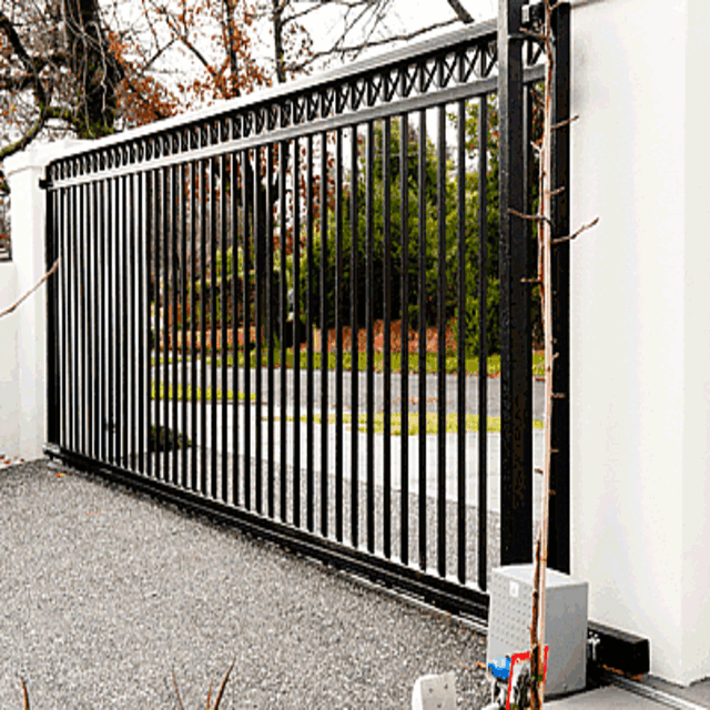  China Factory Easily Assembled Powder Coated Metal Wrought Iron Gate Black Sliding Gates Ornaments