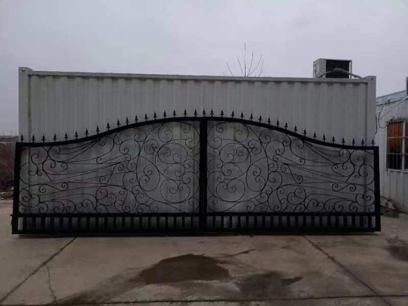 Custom Fancy 8ft Black Wrought Iron Iron Driveway Gate 